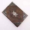 Hnedý Zápisník z Hrubej Kože- Zinkový Dekor Trojitý Mesiac - 200 Strán s Ozdobným Okrajom - 26 x 18 cm (Varianta 200 Strán  s Ozdobným Okrajom - 26 x 18 cm)