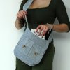 Prírodná Taška s Dvoma Vreckami - Denim - Stredná (Varianta Denim - Stredná)