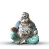 Vintage Modrá Mätová Ručne Vyrezávaná Socha Budhu - 30 cm - Šťastný Budha (Varianta 30 cm - Šťastný Budha)