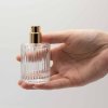 Okrúhla Rebrovaná Sprejová Fľaša s Uzáverom 50ml - Púdrová Modrá