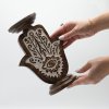 Stojan na Sviečku z Mangového Dreva - Hamsa - Veľký 25x18cm (Varianta Hamsa - Veľký 25x18cm)