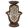 Stojan na Sviečku z Mangového Dreva - Hamsa - Veľký 25x18cm (Varianta Hamsa - Veľký 25x18cm)