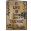 Kožený Zápisník – Obyčajný Papier - Life is Better with Friends (12.5cmX17.5cm) - Svetlohnedý