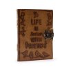 Kožený Zápisník – Obyčajný Papier - Life is Better with Friends (12.5cmX17.5cm) - Svetlohnedý (Varianta Life is Better with Friends (12.5cmX17.5cm) - Svetlohnedý)