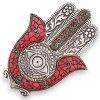 Červený a Zelený Malý Stojan na Vonné Tyčinky Hamsa 13x5,5 cm