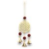 Indická Zvonkohra - Mosadzný Kvet Života s Korálkami Rudraksha - 3 Zvončeky - 6x27cm