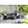 Záhradný Polyratanový Nábytok Emma 6 - šedá grafitová súprava - Rohová lavica a stolík pre 6 osôb