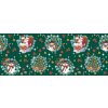 PVC gumený obrus okrúhly 140cm priemer Vianočný motív na zelenom SNEHULIAK A MIKULÁŠ