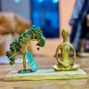 Stromček Šťastia s Joga Figúrkou na Mangovom Dreve - Zelený Avanturín - Póza Padmasana – 100 Kamienkov (Varianta Zelený Avanturín -  Póza Padmasana – 100 Kamienkov)