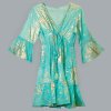 Ručne Maľované Šaty Nomad Sari v Tyrkysovo-Zlatej Koralovej Farbe L/XL (Varianta Ručne Maľované Šaty Nomad Sari v Tyrkysovo-Zlatej Koralovej Farbe L/XL)
