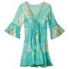 Ručne Maľované Šaty Nomad Sari v Tyrkysovo-Zlatej Koralovej Farbe L/XL (Varianta Ručne Maľované Šaty Nomad Sari v Tyrkysovo-Zlatej Koralovej Farbe L/XL)