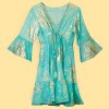 Ručne Maľované Šaty Nomad Sari v Tyrkysovo-Zlatej Koralovej Farbe L/XL (Varianta Ručne Maľované Šaty Nomad Sari v Tyrkysovo-Zlatej Koralovej Farbe L/XL)