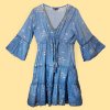 Ručne Maľované Šaty Nomad Sari s Morskou Modrou a Zlatou Rybkou M/L (Varianta Ručne Maľované Šaty Nomad Sari s Morskou Modrou a Zlatou Rybkou M/L)