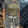 Stone Wash Tričko (XL) - Čakra - Tmavo Šedé (Varianta Čakra - Tmavo Šedé)