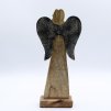 Veľký Anjel Mieru z Mangového Dreva s Kovovými Krídlami a Smaltovaným Detailom - 30 cm