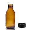 150ml Fľaška z Jantárového Skla s Čiernym Plastovým Uzáverom (Varianta 150ml Fľaška z Jantárového Skla s Čiernym Plastovým Uzáverom)