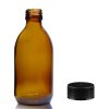 250 ml Liekovka z Dymovo-Sivého Skla s Čiernym Plastovým Uzáverom (Varianta 250 ml Liekovka z Dymovo-Sivého Skla s Čiernym Plastovým Uzáverom)