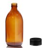 500ml Jantárová Sklenená Fľaša s Čiernym Plastovým Uzáverom (Varianta 500ml Jantárová Sklenená Fľaša s Čiernym Plastovým Uzáverom)