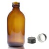 300ml Fľaška z Jantárového Skla s Hliníkovým Čiernym Uzáverom (Varianta 300ml Fľaška z Jantárového Skla s Hliníkovým Čiernym Uzáverom)