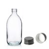 150ml Lieková Fľaška z Číreho Skla s Čiernym Hliníkovým Uzáverom (Varianta 150ml Lieková Fľaška z Číreho Skla s Čiernym Hliníkovým Uzáverom)