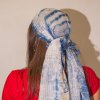 Nomad Sari - Letná Šatka - 180x50cm - Potlač Marbella - Modrá so Zlatým Lemom (Varianta Letná Šatka -  180x50cm)