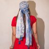 Nomad Sari - Letná Šatka - 180x50cm - Potlač Marbella - Modrá so Zlatým Lemom (Varianta Letná Šatka -  180x50cm)