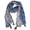 Nomad Sari - Letná Šatka - 180x50cm - Potlač Marbella - Modrá so Zlatým Lemom (Varianta Letná Šatka -  180x50cm)