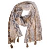 Nomad Sari - Letná Šatka - 180x50cm - Potlač Marbella - Hnedá so Zlatým Lemom (Varianta Letná Šatka -  180x50cm)