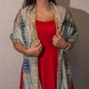 Nomad Sari - Letná Šatka - 180x50cm - Potlač Marbella - Zelená so Zlatým Lemom (Varianta Letná Šatka -  180x50cm)