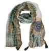 Nomad Sari - Letná Šatka - 180x50cm - Potlač Marbella - Zelená so Zlatým Lemom (Varianta Letná Šatka -  180x50cm)