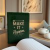 Zamatový Zápisník - 80 strán - Make it Happen - Tmavozelený (Varianta 80 strán - Make it Happen)