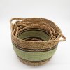 Veľké Košíky z Bavlny a Morskej Trávy - Prírodná Čierna a Zelená -Sada 3 kusov