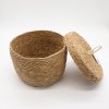 Okrúhle Košíky z Morskej Trávy a Bavlny s Uzávermi- Prírodné - Sada 3 kusov
