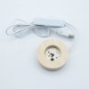 6cm Okrúhly Drevený USB LED Stojan - Studené/Teplé/Denné Svetlo