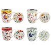 Hrnček s kovovým sitkom na sypaný čaj porcelán 360ml s ĽUDOVÝM motívom KVIETKY pestrý