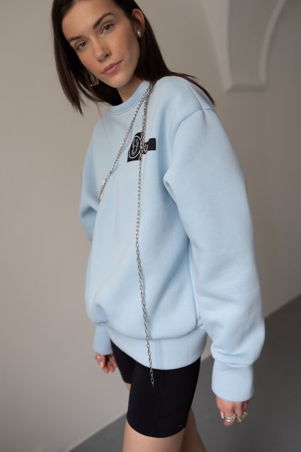 babyblue mikina bezkapuce oversize unisex aim nebíčkovomodrá