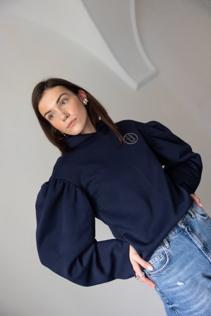 aimoffcl hoodie šunkovérukávy tmavomodrá aim design