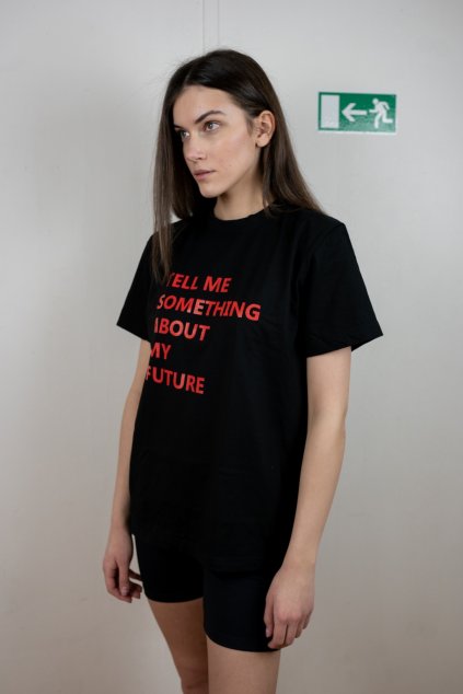 tell me tričko čierne krátky rukáv t shirt short sleeve design black unisex AiM