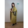 gold yellow oversize coat waterproof inconic piece design by AiM by Michaela Hriňová dlhý oversize plášť zlato žltý cool youth timeless design brass bracelet with scarf printed