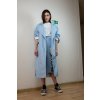 šuštáková súprava cool youth timeless baby blue oversize long coat with midi pencil skirt design freedom free mind white rabbit logo set AiM by Michaela Hriňová