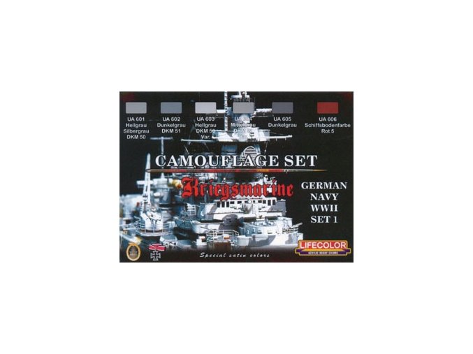 Álcázási színkészlet LifeColor CS09 GERMAN NAVY WWII SET1 Kriegsmarine