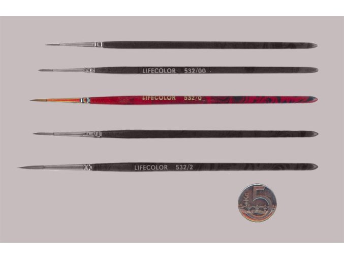 LifeColor 532-0 Pure red sable hosszú sörtéjű kerekfejű ecset
