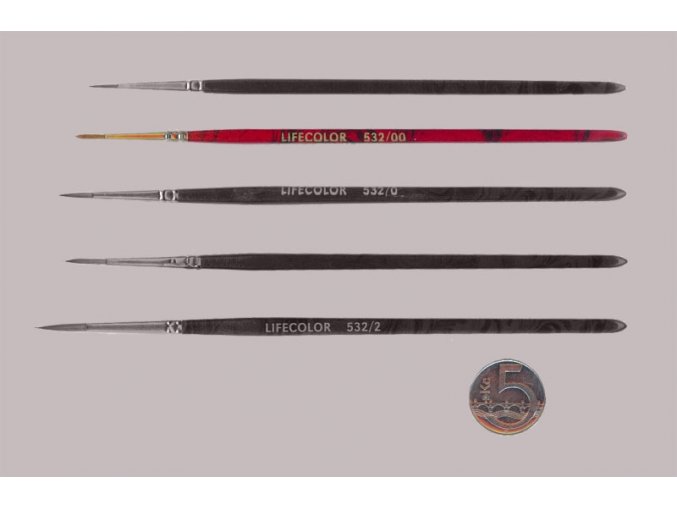 LifeColor 532-00 Pure red sable hosszú sörtéjű kerekfejű ecset