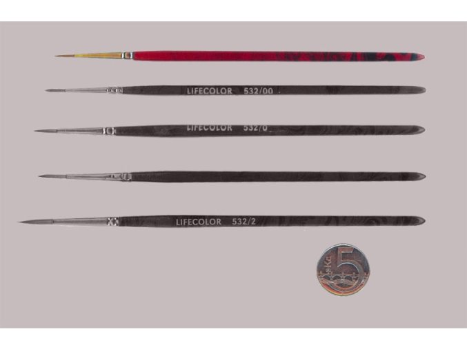 LifeColor 532-000 Pure red sable hosszú sörtéjű kerekfejű ecset