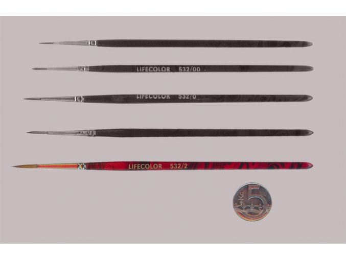 LifeColor 532-2 Pure red sable hosszú sörtéjű kerekfejű ecset