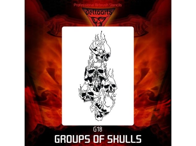 Airbrush sablon Group of skulls g18