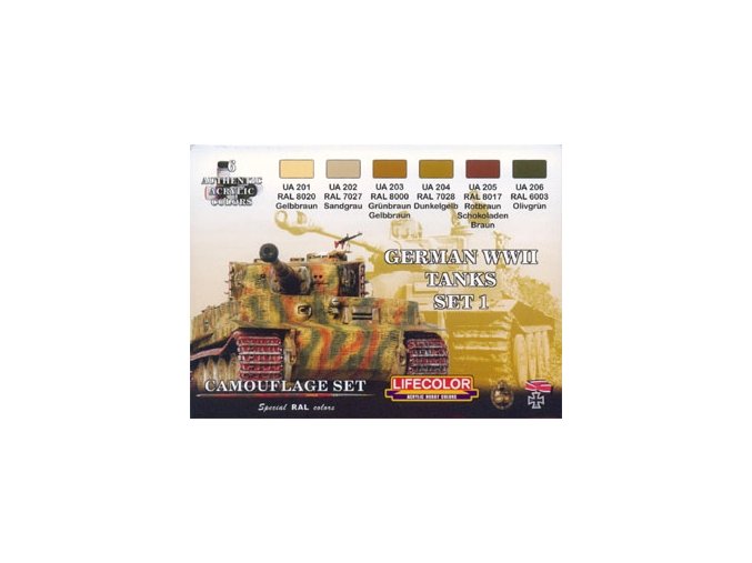 Set kamuflážnych farieb LifeColor CS01 GERMAN WWII TANKS SET1