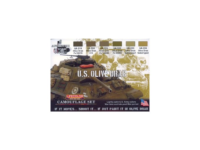 Set kamuflážnych farieb LifeColor CS11 U.S. OLIVE DRAB