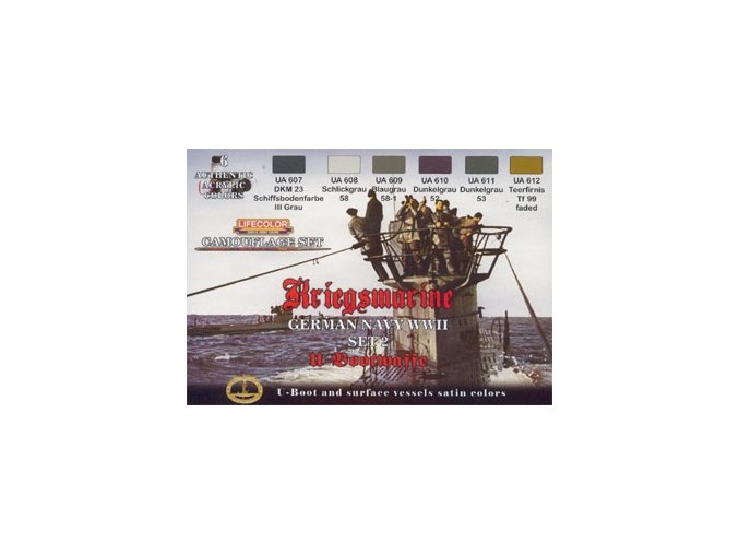 Set kamuflážnych farieb LifeColor CS12 GERMAN NAVY WWII SET1 Kriegsmarine u-Bootwaffe