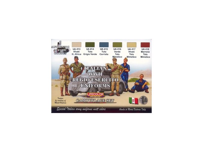 Set kamuflážnych farieb LifeColor CS14 ITALIAN WWII REGIO ESERCITO UNIFORMS